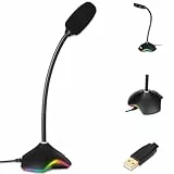 KLIM Rhapsody RGB Mikrofon: PC + USB, Beste Klangqualität, Sprachaufnahmen, Spracherkennung, Streaming, YouTube, Podcast, Gaming, Kompatibel mit Windows Mac PS4 PS5