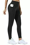 Enjoyoga Sport Leggings Damen mit Tasche - High Waist Sporthose Push Up Laufhose Blickdicht Sportleggins Lang für Sport Gym Yoga - S/03 (Schwarz)