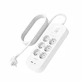 Belkin 6-Fach Steckdosenleiste mit Überspannungsschutz, Wandmontage, 6 Steckdosen, 2-m-Netzkabel, grüne Leuchtanzeige, USB-C- und USB-A-Anschluss mit USB-C PD zum Schnellladen; Schutz für 650 Joule