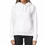 Smith & Solo Hoodie Damen – Kapuzenpullover Frauen Baumwolle Long, mit Kapuze Pullover Sweatshirt Rundhals, Slim Fit Freizeit Sport Langarmshirt, Hoodies Training - Pulli Streetwear Weiß L