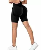 RIOJOY Kurze Leggings Damen Push Up Booty Sport Shorts High Waist Seamless Scrunch Butt Sportleggins für Gym Fitness Workout Yoga, Schwarz M