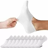 FALARY Füßlinge Damen Herren Footies Unsichtbare Kurze 10 Paar Sneaker Socken Großes Silikonpad Verhindert Verrutschen_Weiß_39-42