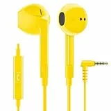 LUDOS FEROX Kopfhörer In Ear Kopfhörer mit Kabel und Mikrofon, 5 Jahre Garantie, In Ear Ohrhörer, 3,5 mm Klinkenstecker Earbuds, Satte Bässe Earphones, Headphones für iPhone, iPad, Samsung - Gelb