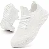 MGNLRTI Schuhe Damen Slip On Sneakers Sportschuhe Turnschuhe Sommerschuhe Tennisschuhe Leichtgewichts Freizeit Running Joggingschuhe Laufschuhe Weiß Größe 37 EU