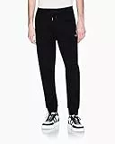Armani Exchange Men's Cuffed Leg Side Logo Lettering Pants, Black, L