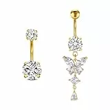 Rajnard Bauchnabelpiercing Gold Silber Chirurgenstahl Schmetterling Bananabells Piercing Schmuck 6mm 8mm 10mm 12mm 14mm Stablänge