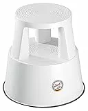WEDO Rollhocker STEP aus bruchfestem Kunststoff - rollbarer Elefantenfuß Tritthocker, TÜV GS-geprüft, Made in Germany, rutschfest - Höhe ca. 43 cm, Tragkraft 150 kg, Farbe Weiß