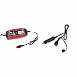 Bundle aus APA 16617 Mikroprozessor Batterie-Ladegerät, 9-stufig, Ladeerhaltungsfunktion, 6/12V, 4A + APA 16701 Adapterkabel für Batterie-Ladegerät, für Bordsteckdose