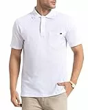 Poloshirt Herren Kurzarm 100% Baumwolle Polohemd mit Brusttasche Golf Polo Shirt T Shirt Männer Sommer Regular Fit S-3XL, Weiß XXL
