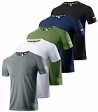 5er Pack Sport Tshirts Herren, Laufshirt Kurzarm T-Shirts Schnelltrocknend Atmungsaktiv Funktionsshirt Mesh Sport Shirt Männer Sportshirt Herren Kurzarm Fitnessshirt Trainingsshirt für Männer 5P04-L