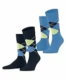 Burlington Herren Socken Everyday Argyle M So Baumwolle gemustert 2 Paar, Blau Marine 6120, 40-46
