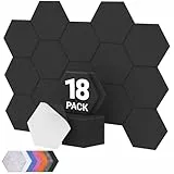 Hexagon Akustikpaneele selbstklebend 18 Stücke, TONOR Schallabsorber Schallschutz mit Hochdichte Wandfliesen Schalldämmung 30x26x1 cm für Studio, Büro, Akustische Behandlung und Gaming deko, Schwarz