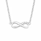 s.Oliver Kette mit Infinity Anhänger für Damen, Zirkonia und 925 Sterling Silber, Rhodiniert