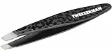 TWEEZERMAN Mini Pinzette (Handgeschliffene, schräge Spitzen, Augenbrauen zupfen, Profi Qualität, rostfreier Edelstahl), Black Leopard