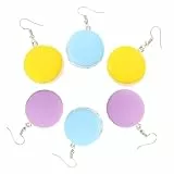 BESTonZON 3 Paar Damen Ohrringe Macaron Hamburger Motiv Bunte Ohrstecker aus Kunststoff Kreative Hängende Ohrhänger für Party und Alltag