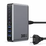 300W USB C Ladegerät Mehrfach, 8 Ports Schnellladegerät 100W USB Ladestation Charger PD PPS USB C Netzteil für Laptop, MacBook, iPad, iPhone 16/15/14...Sumsung usw-Schwarz