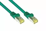 Good Connections RJ45 Ethernet LAN Patchkabel mit Cat. 7 Rohkabel und Rastnasenschutz RNS, S/FTP, PiMF, halogenfrei, 500MHz, OFC, 10-Gigabit-fähig (10/100/1000/10000-Base-T Ethernet Netzwerke) - z.B. für Patchpanel, Switch, Router, Modem - grün, 1 m