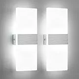 Lightsjoy 2x 12W LED Wandlamp Innen Moderne Wandleuchte up and down Innenbeleuchtung Flur Belechtung für Schlafzimmer Korridor Wohnzimmer Treppe usw kaltweiß