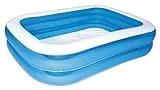 Bestway 12819 Aufblasbarer Schwimmbecken, blau, rechteckig, Deluxe, 211 x 132 x 46 cm