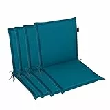 LILENO HOME Gartenstuhl Auflagen [4er Set - Niedriglehner] in Petrol - Bequeme Liegen als Sitzauflagen für Gartenmöbel - Stuhlkissen für Gartenstühle und Klappstühle MIA