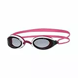 Zoggs Fusion Air Schwimmbrille Erwachsene, Herren und Damen – Komfort-Air-Dichtung, Antibeschlag, UV-Schutz, Weites Sichtfeld, Nasensteg Austauschbar, Rauchglas, Weiß/Rosa