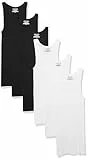Amazon Essentials Herren Leichte Tankunterhemden, 6er-Pack, Schwarz/Weiß, M