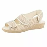 JOMIX Damen-Hausschuhe Sommer Senioren Hallux Valgus Schuhe Gesundheitsschuhe Sandalen Weite H Warme Gesundheitsschuhe Rutschfeste Puschen Indoor (Beige 42 EU, ES2501)