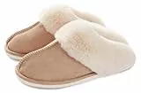 Misolin Damen Hausschuhe Winter Warm Faux Pelz Slipper Weiche Flache Plüsch Pantoffel Rutschfeste Outdoor/Indoor- 40.5/42 EU, Etikettgröße: 290 (44-45), Khaki 05
