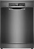 Bosch SMS6ECC12E, Serie 6, Smarter Geschirrspüler Freistehend, 60 cm, Besteckschublade, Spülmaschine Made in Germany, besonders Leise, Extra Trocknen, starke Reinigung, Anti-Fingerprint, Schwarz