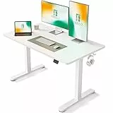 FEZIBO Schreibtisch Höhenverstellbar Elektrisch, 120 x 60 cm Computer Stehschreibtisch mit Memory-Steuerung und Anti-Kollisions Technologie, Mobiler Steh-Sitz-Schreibtisch Ergonomic Weiß Oberfläche