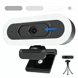 VIZOLINK W4LS Webcam HD 2K/1080P mit Ring-Beleuchtung, Autofokus, Klarer Stereo-Mikrofone, Lichtkorrektur, Plug&Play, 65°Ansicht, USB PC Webcam für Living Streaming, Videoanruf, Konferenz, Spiel
