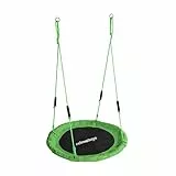 Relaxdays Nestschaukel, runde Hängeschaukel Schaumstoffgriffe, Kinder, verstellbar, Outdoor, Ø: 100 cm, bis 100 kg, grün