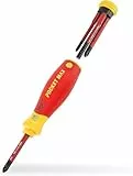 Wiha Schraubendreher Set gemischt PocketMax electric 4-tlg. mit verstaubarem Bit (45296) I Schraubenzieher Satz mit Magazin aus slimBits für Elektriker I Schlitz / Kreuzschlitz / Plusminus