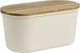 ECHTWERK Brotkasten “FRESH“, Brotbox, Brotaufbewahrung, Platzsparende Aufbewahrungsbox, Brotkorb mit Deckel und Schneidebrett aus Akazienholz, für 1 kg Brot, 37 cm x 22 cm x 17 cm, creme