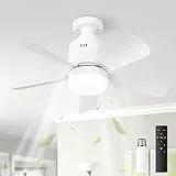 Starnearby Deckenventilator mit Beleuchtung Fernbedienung und APP 45cm Deckenlampe Lampe mit Ventilator LED Dimmbare Deckenleuchte mit Ventilator Lampe für Kleine Räume, Schlafzimmer (Weiß)