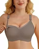 As Fairy Still-BH ohne Bügel Nahtloser Schwangerschafts-BH Oeko-TEX Zertifiziert für Große Brüste V-Ausschnitt Spitze Nylon Spandex Einhändig Stillen Schlafen Sport