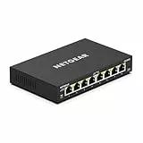 NETGEAR GS308E Managed Switch 8 Port Gigabit Ethernet LAN Switch Plus (Plug-and-Play Netzwerk Switch Managed, IGMP Snooping, QoS, VLAN, lüfterlos, Robustes Metallgehäuse) Schwarz