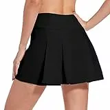 M MOTEEPI Tennisrock Skort Damen Hosenrock Kurz Faltenrock Mit Hose Drunter Tennis Rock Skirt Wanderrock Mit Innenhose Taschen Hohe Taille Sommer 16' Sportrock Schwarz S