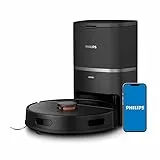 Philips HomeRun Serie 3000 Saug-Wischroboter, ultrastarke Saugleistung (4.000 Pa), Lasernavigation, 200 Minuten Laufzeit, Absaugstation, schwarz, Saugroboter, App, XU3100/01