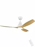 Newday 132cm Deckenventilator Holzige mit Licht Beleuchtung und Fernbedienung, Deckenventilatoren mit Beleuchtung Leise DC Motor, Deckenventilator mit LED Beleuchtung Dimmbar für Schlafzimmer