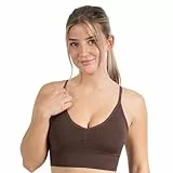 SMILODOX Sport BH Damen Maria - Solid Scrunch Push Up BH, Shaped Fit, Fester Halt, Blickdicht Bustier, verstellbare Träger, V-Ausschnitt BH ohne Bügel, Yoga, Fitness & Alltag, hoher