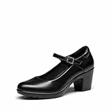 DREAM PAIRS Dame Mary Janes Pumps Chunky High Heel Kleid Schuhe Dicker Absatz Pumps für Damen,Size 40,Schwarz,SDPU2231W-E
