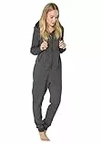 Eight 2 Nine Damen Sweat Jumpsuit Overall mit Reißverschluss Dark-grey1 S/M