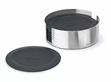 blomus -LARETO- Set 6 Untersetzer aus Silikon, Behälter aus Edelstahl, extrem rutschfest, verhindert Kratzer, , (HBT: 4 x 11,2 x 11,2 cm, schwarz, 63476)