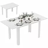 HOMCOM Esstisch ausziehbar 120-160 x 80 cm Küchentisch für 4-6 Personen Modern Esszimmertisch für Küche, Esszimmer, Hochglanzweiß
