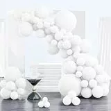 PartyWoo Luftballon Weiß, 102 Stück Ballon Girlande Weiß Satz von Ballons Weiß 18 Zoll 12 Zoll 10 Zoll 5 Zoll, Luftballon Girlande Weiß für Deko Geburtstag, Deko Babyparty , Deko Hochzeit, Partydeko