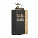 trendteam smart living - Esteban - Highboard - Anthrazit/Evoke Eiche - 5 Fächer - (BxHxT) 90 x 146 x 42 cm - Rillenoptik