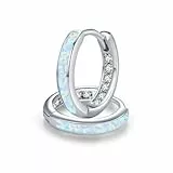 ZIPPICE Weiß Opal Ohrringe Damen Creolen Silber 925 Klein Zirkon Ohrringe Opal Schmuck Geschenke für Damen Frauen Ehefrau Muttertagsgeschenke für Mama