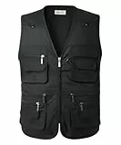 KTWOLEN Herren Outdoor Weste Anglerweste Jagdweste Fotografie Funktionsweste Ärmellos Weste Angelwesten mit Taschen, Schwarz, 6XL