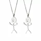 Ozmw 2 Stück lustige Graffiti-Halsketten, passende Fingerhalskette, coole Halskette für Jungen, Fingerhalskette mit Anhänger für Männer und Frauen, Geschenk (Silber)
